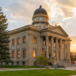 Eastern Idaho courthouse at dusk, representing how long probate takes in Idaho