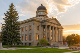 Eastern Idaho courthouse at dusk, representing how long probate takes in Idaho