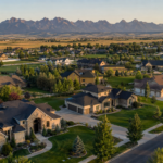 Rexburg Idaho neighborhood homes Pine Brook Estates aerial view